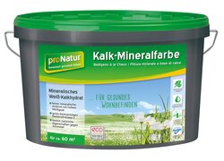 pronatur Kalk-Mineralfarbe, im grauen Eimer und grünen Deckel