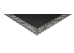 Schwarze Platte mit grauem Lochrand.