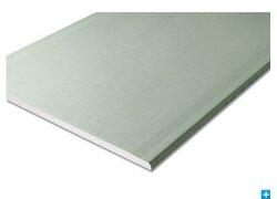 Hellgrüne Gipskartonplatte mit weißem Kern.