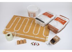 Lehm-Klimaplatten Bauset mit Zubehör und Baustoffen.