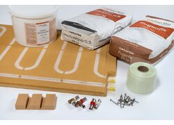 Lehm-Klimaplatten Bauset mit Zubehör und Baustoffen.