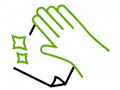 Richtige Reinigung Hand mit Lappen Symbol