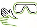 Eine Schutzbrille tragen Brillen und Hände Symbol