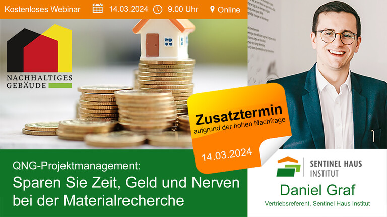 QNG-Projektmanagement: Sparen Sie Zeit, Geld und Nerven bei der Materialrecherche - Zusatztermin Portrait von Daniel Graf mit Einladung zum Zusatztermin des QNG-Webinars