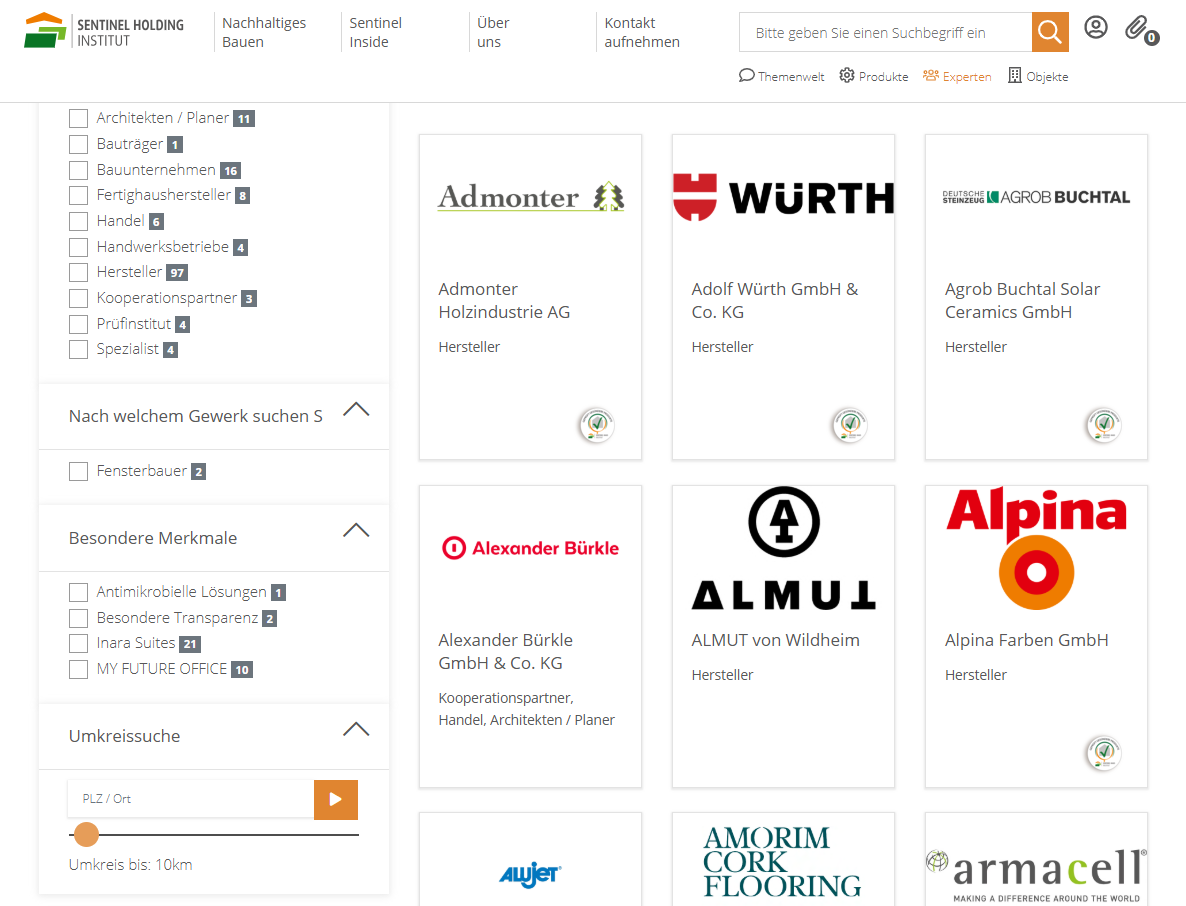 SHI-Experten Zu sehen ist die Webseite mit den Partnerunternehmen von SHI.
